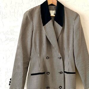 Casual Corner Black and White Checkered Blazer